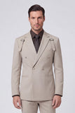 Grey Notch Lapel 2 Piece Double Breasted Men's Prom Suits