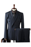 Grey Notch Lapel 2 Piece Double Breasted Men's Prom Suits
