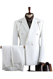 Grey Notch Lapel 2 Piece Double Breasted Men's Prom Suits