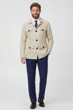 Beige Notch Lapel Single Breasted Men's Jacket with Pockets