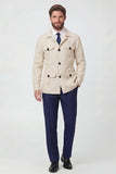 Beige Notch Lapel Single Breasted Men's Jacket with Pockets