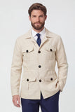 Beige Notch Lapel Single Breasted Men's Jacket with Pockets