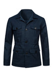 Beige Notch Lapel Single Breasted Men's Jacket with Pockets