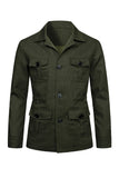 Beige Notch Lapel Single Breasted Men's Jacket with Pockets