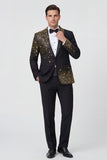 Shawl Lapel 2 Piece Black Men's Prom Suits with Beading