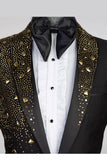 Shawl Lapel 2 Piece Black Men's Prom Suits with Beading
