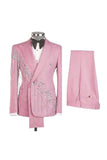 Light Blue Shawl Lapel 2 Piece Double Breasted Men's Prom Suits with Beading