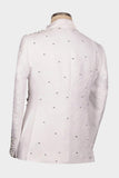 One Button Beaded 2 Piece Black Shawl Lapel Men's Wedding Suits