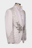 One Button Beaded 2 Piece Black Shawl Lapel Men's Wedding Suits