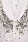 One Button Beaded 2 Piece Black Shawl Lapel Men's Wedding Suits