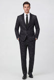 2 Piece Black Shawl Lapel One Button Glitter Men's Suits