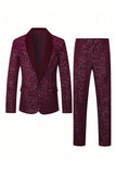 2 Piece Black Shawl Lapel One Button Glitter Men's Suits