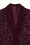 2 Piece Black Shawl Lapel One Button Glitter Men's Suits