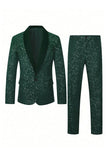 2 Piece Black Shawl Lapel One Button Glitter Men's Suits