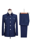 2 Piece Black Single Breasted Men's Suits with Pockets