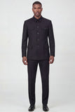 Single Breasted Black 2 Piece Men's Suits