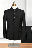 Single Breasted Black 2 Piece Men's Suits