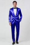 2 Piece Shawl Lapel Champagne One Button Men's Prom Suits with Pockets