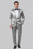 2 Piece Shawl Lapel Champagne One Button Men's Prom Suits with Pockets