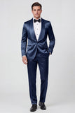 2 Piece Shawl Lapel Champagne One Button Men's Prom Suits with Pockets