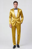 2 Piece Shawl Lapel Champagne One Button Men's Prom Suits with Pockets