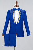 One Button Black Shawl Lapel Beaded Men's Prom Suits