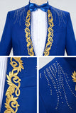 One Button Black Shawl Lapel Beaded Men's Prom Suits
