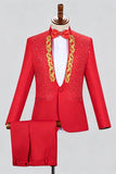 One Button Black Shawl Lapel Beaded Men's Prom Suits
