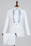 One Button Black Shawl Lapel Beaded Men's Prom Suits