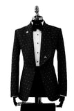 One Button 2 Piece Shawl Lapel Blue Men's Prom Suits with Beading