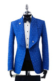 One Button 2 Piece Shawl Lapel Blue Men's Prom Suits with Beading