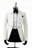 One Button 2 Piece Shawl Lapel Blue Men's Prom Suits with Beading
