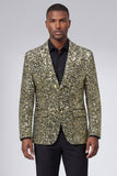 Single Breasted Gold Notch Lapel Sparkly Beaded Men's Jacket