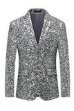 Single Breasted Gold Notch Lapel Sparkly Beaded Men's Jacket