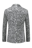 Single Breasted Gold Notch Lapel Sparkly Beaded Men's Jacket