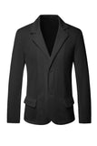 Black Notch Lapel Single Breasted Men's Jacket with Pcokets