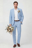 Notch Lapel Beige One Button 2 Piece Men's Wedding Suits with Pockets