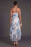 High Low Pink Floral A Line Ruffled Wedding Guest Dress
