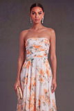 High Low Pink Floral A Line Ruffled Wedding Guest Dress