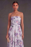 High Low Pink Floral A Line Ruffled Wedding Guest Dress
