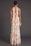 Mermaid Apricot Corset Floral Long Wedding Guest Dress