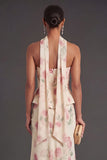 Mermaid Apricot Corset Floral Long Wedding Guest Dress