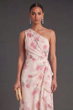 Apricot Floral Ruffled A Line High Low Wedding Guest Dress
