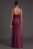 Black Mermaid Thick Straps Long Bridesmaid Dress with Slit