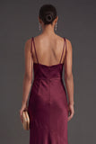 Black Mermaid Thick Straps Long Bridesmaid Dress with Slit