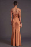 Black Mermaid Thick Straps Long Bridesmaid Dress with Slit