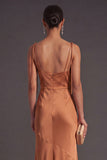Black Mermaid Thick Straps Long Bridesmaid Dress with Slit