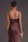Black Mermaid Thick Straps Long Bridesmaid Dress with Slit