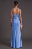 Black Mermaid Thick Straps Long Bridesmaid Dress with Slit