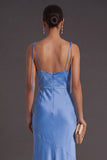 Black Mermaid Thick Straps Long Bridesmaid Dress with Slit